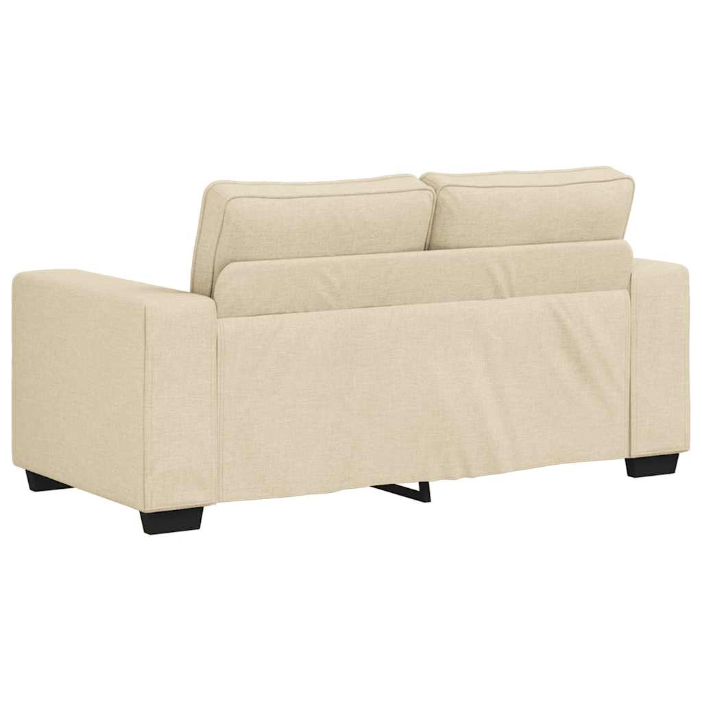 2-tlg. Sofagarnitur mit Kissen Creme Stoff