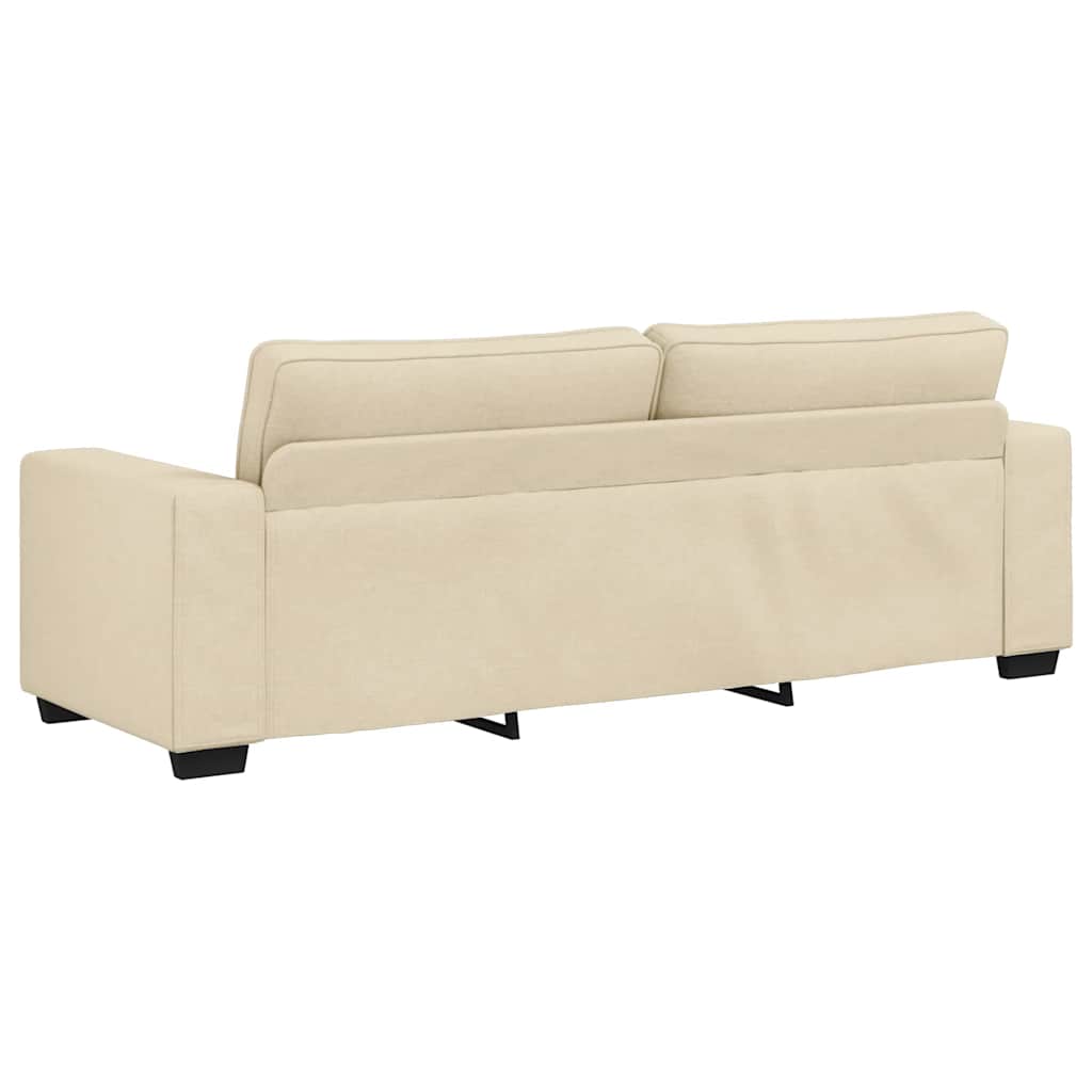 2-tlg. Sofagarnitur mit Kissen Creme Stoff