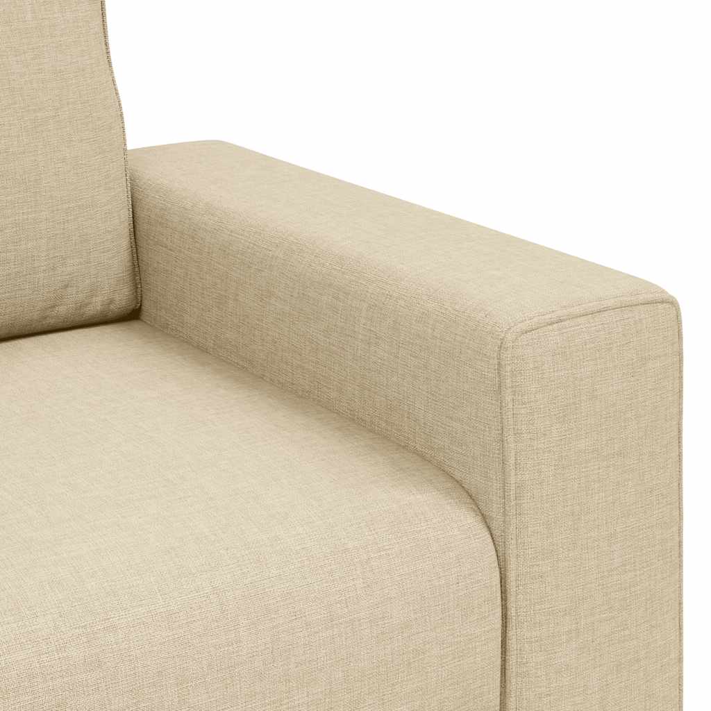 2-tlg. Sofagarnitur mit Kissen Creme Stoff
