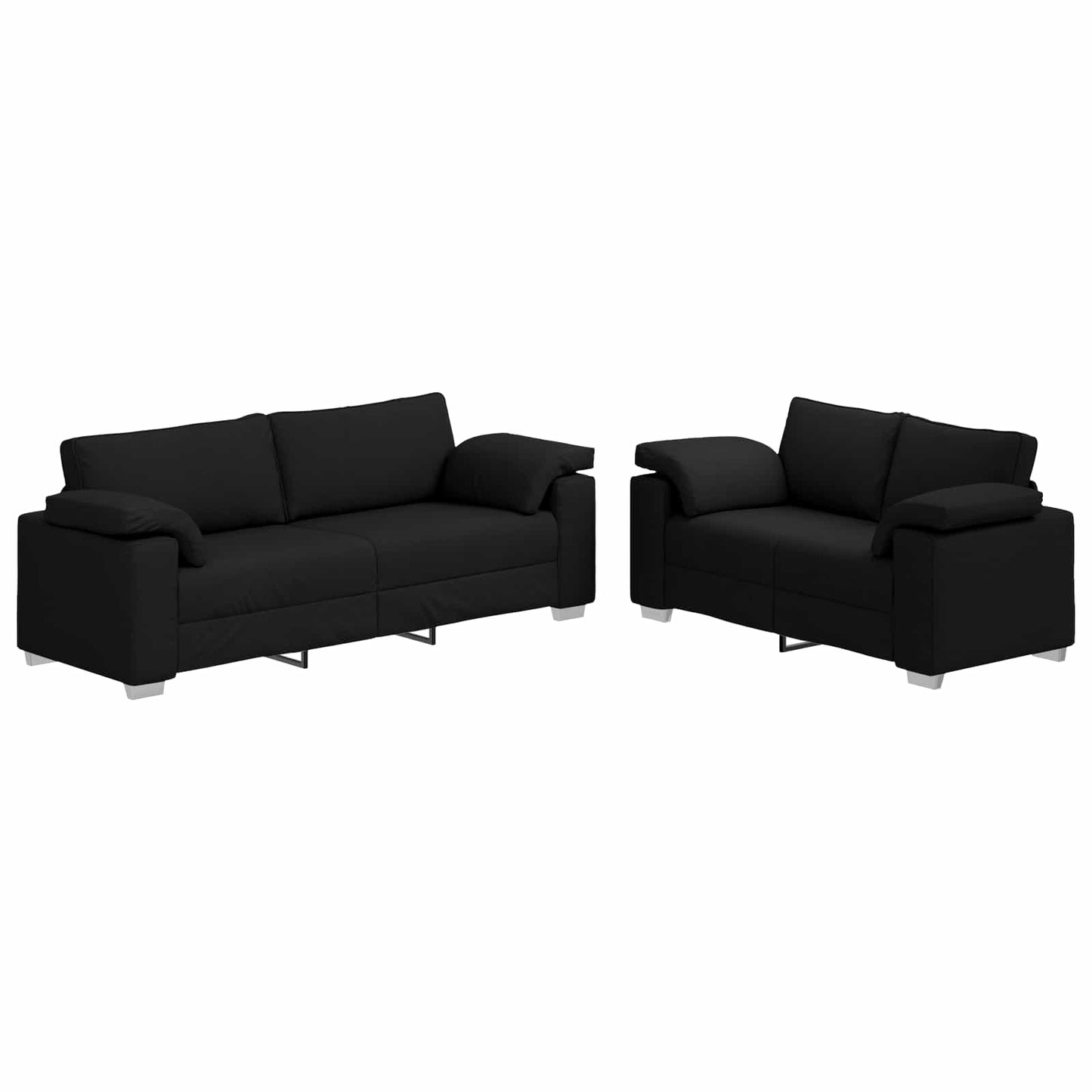 Sofa 2 pcs Schwarz 219 x 80 x 82 cm Stoff