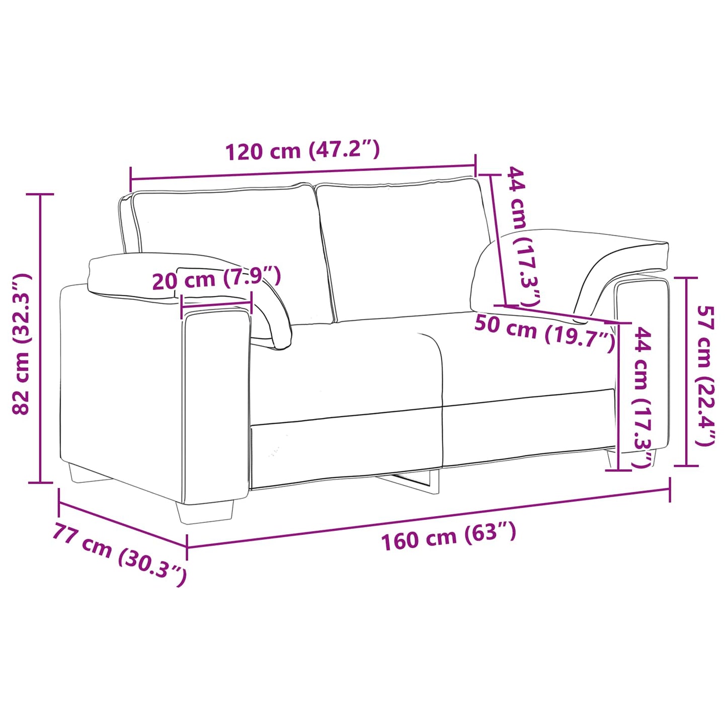 Sofa 2 pcs Braun 219 x 80 x 82 cm Stoff