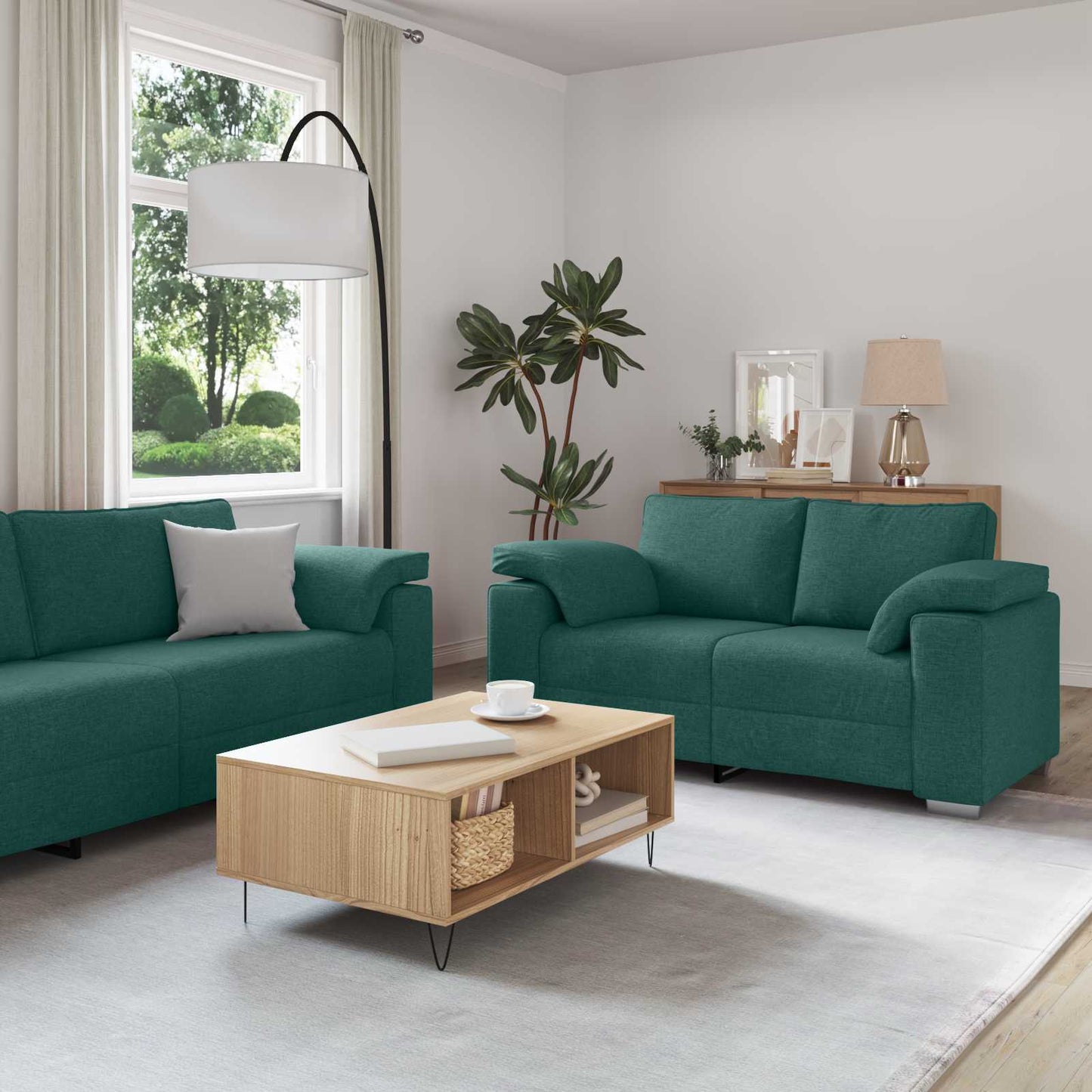 Sofa 2 pcs Dunkelgrün 219 x 80 x 82 cm Stoff