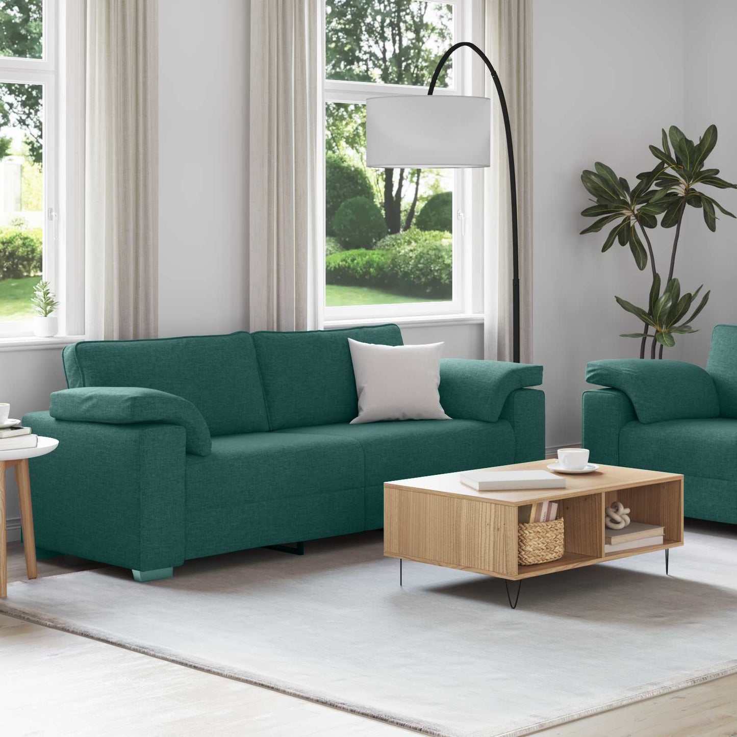 Sofa 2 pcs Dunkelgrün 219 x 80 x 82 cm Stoff