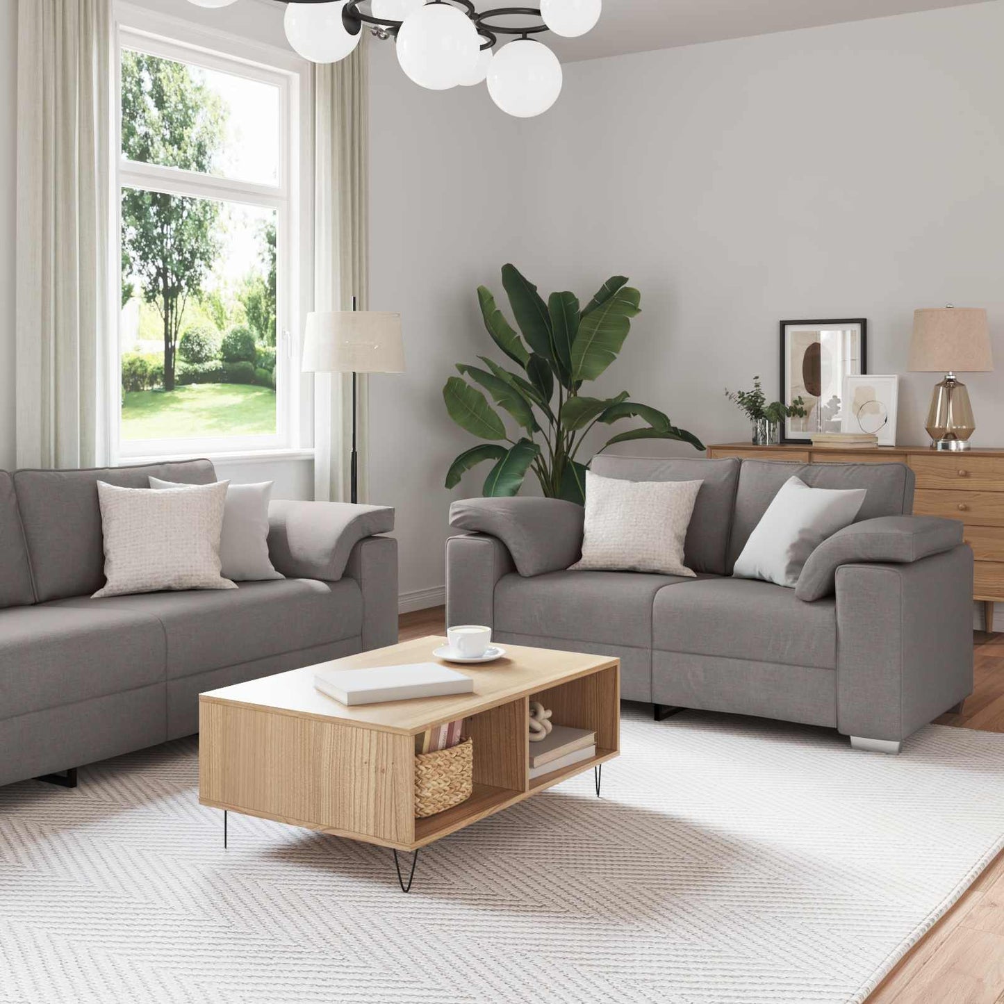 Sofa 2 pcs Taupe 219 x 80 x 82 cm Stoff