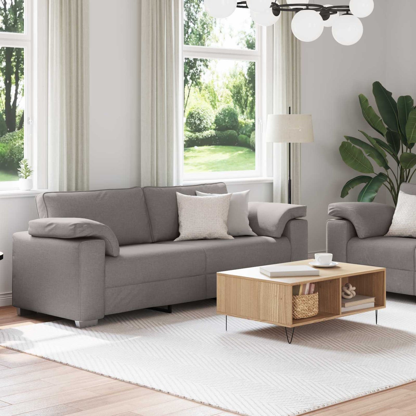 Sofa 2 pcs Taupe 219 x 80 x 82 cm Stoff