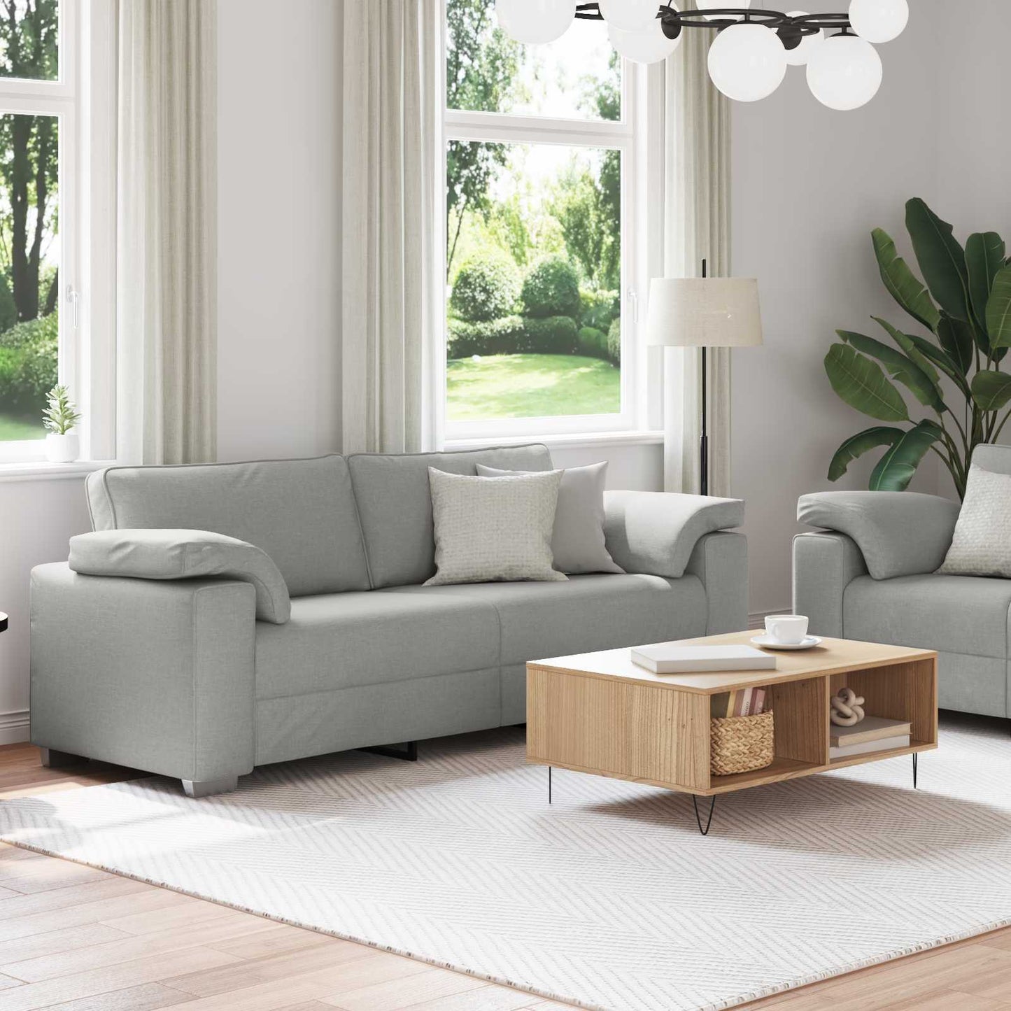 Sofa 2 pcs Wolkengrau 219 x 80 x 82 cm Stoff