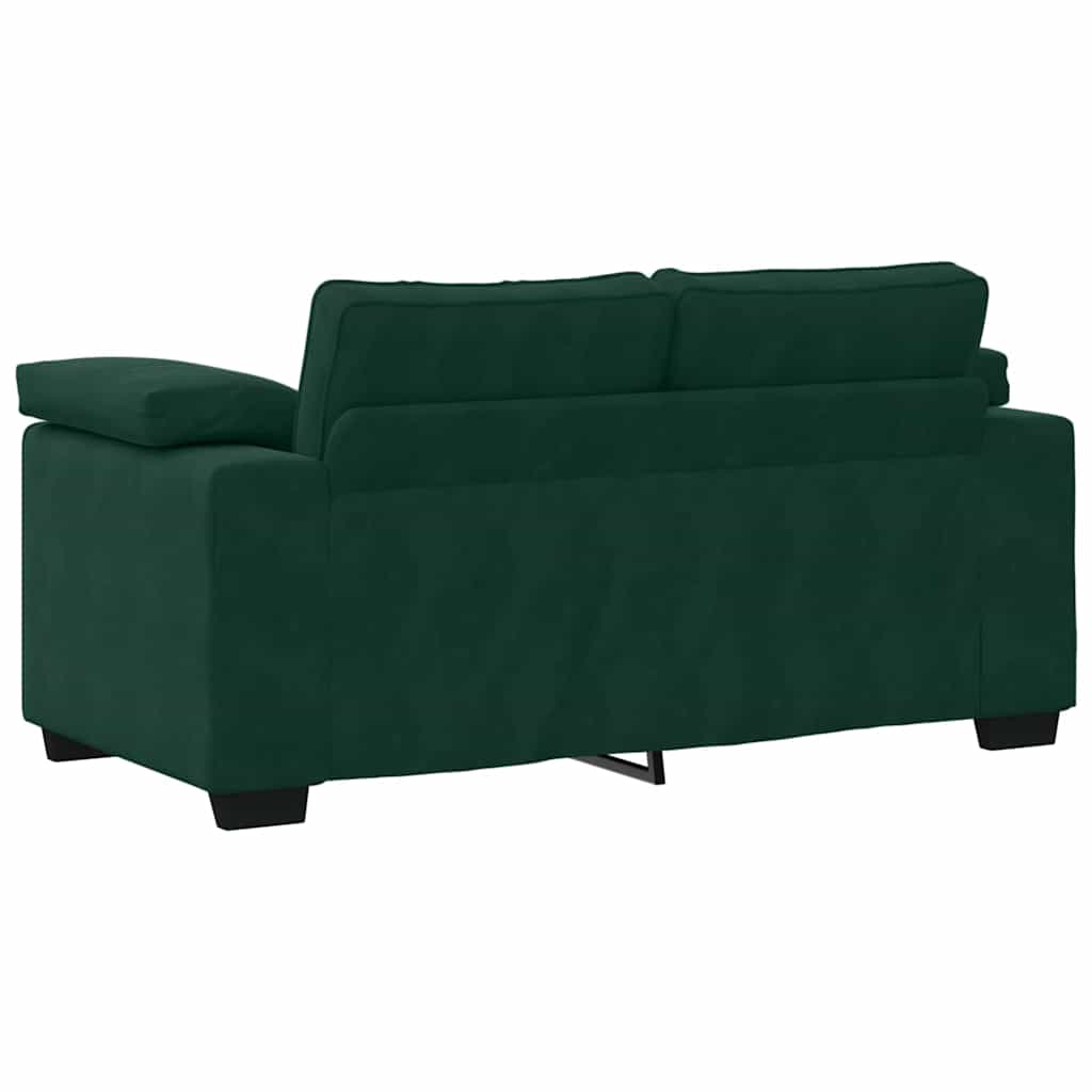 2-teiliges Sofa-Set mit Kissen, dunkelgrüner Samt