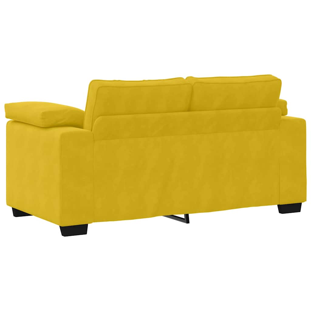 2-teiliges Sofa-Set mit Kissen, gelber Samt