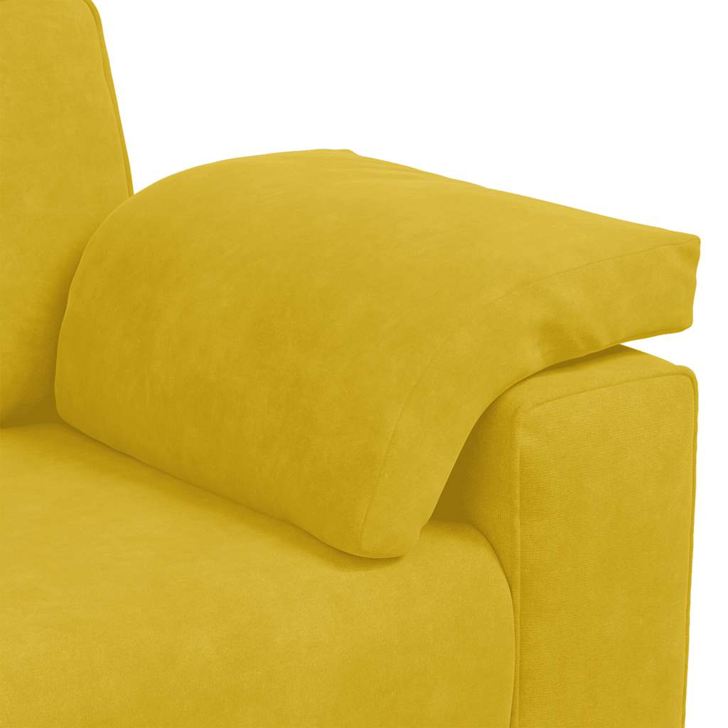 2-teiliges Sofa-Set mit Kissen, gelber Samt