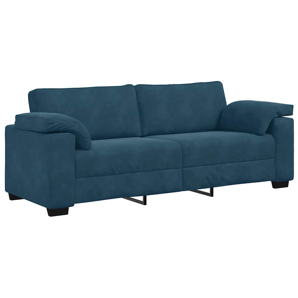 2-teiliges Sofa-Set mit Kissen, blauer Samt