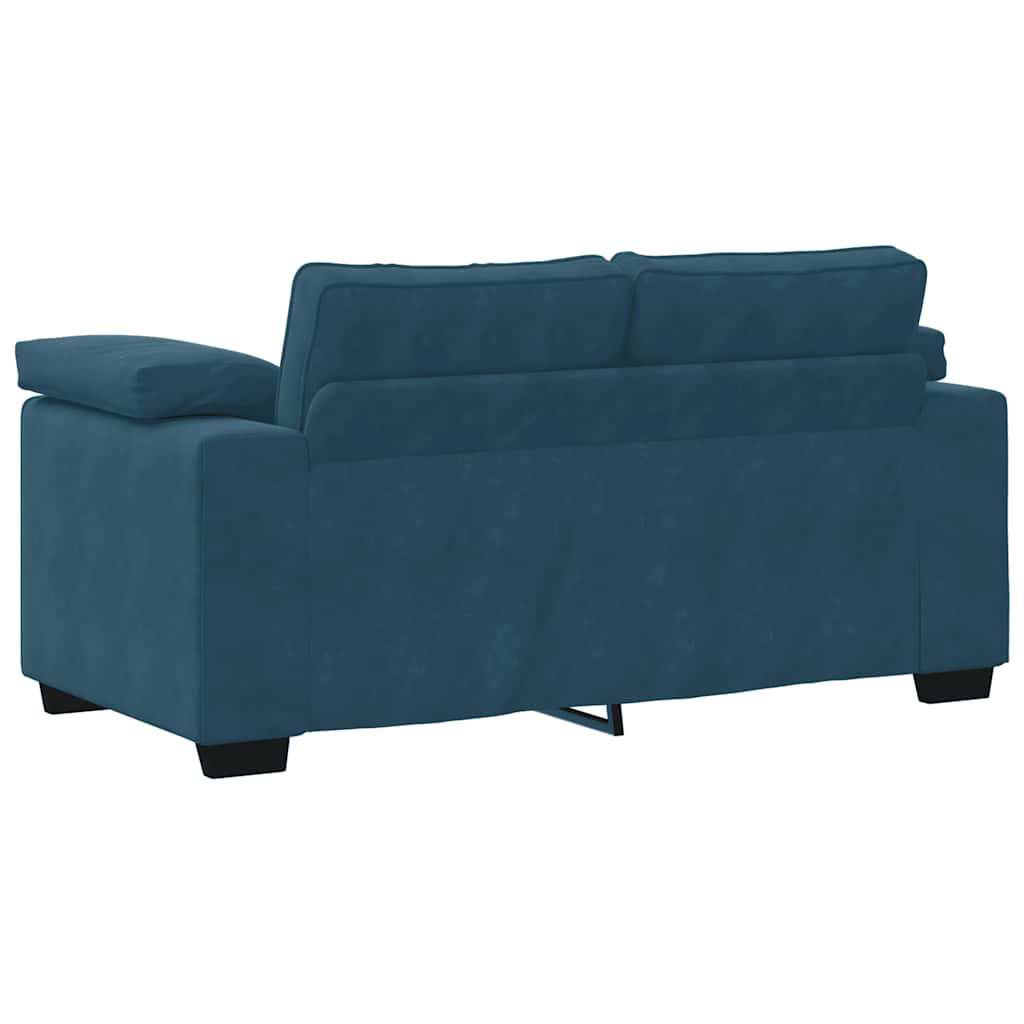 2-teiliges Sofa-Set mit Kissen, blauer Samt
