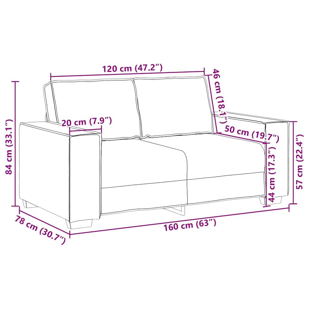 2-Sitzer Sofa Leinen 160x78x84 cm