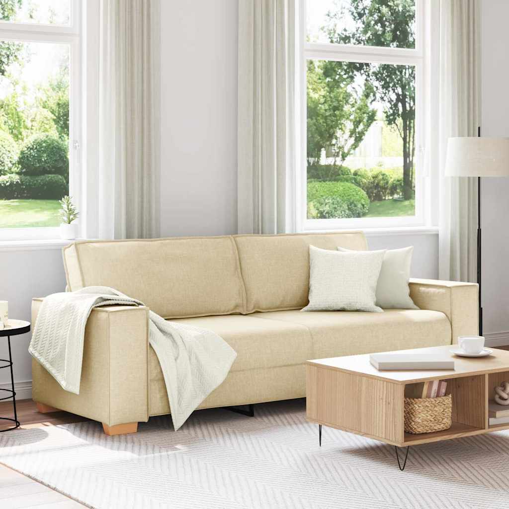 3-Sitzer-Sofa Creme 220 cm Stoff