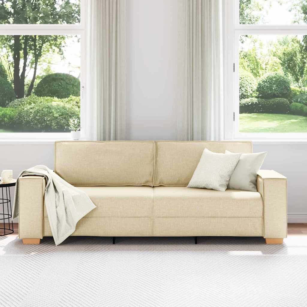 3-Sitzer-Sofa Creme 220 cm Stoff