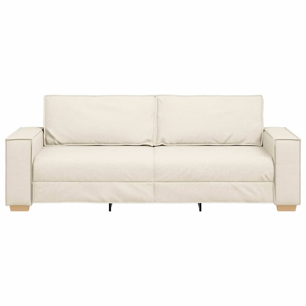 3-Sitzer-Sofa Beige 220 cm Leinenmischgewebe