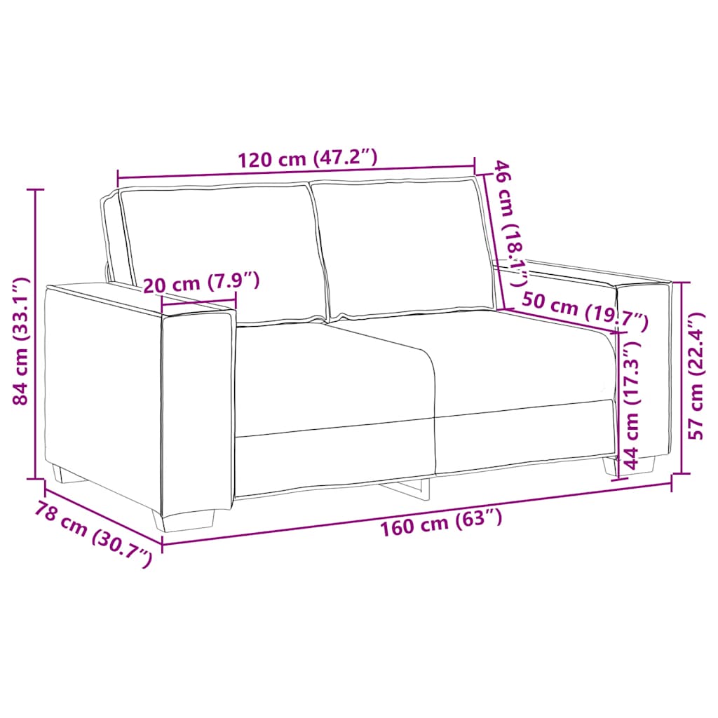 2-Sitzer-Sofa Dunkelgrau 160x78x84 cm Samt