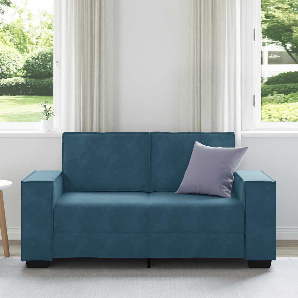2-Sitzer-Sofa Blau 160x78x84 cm Samt