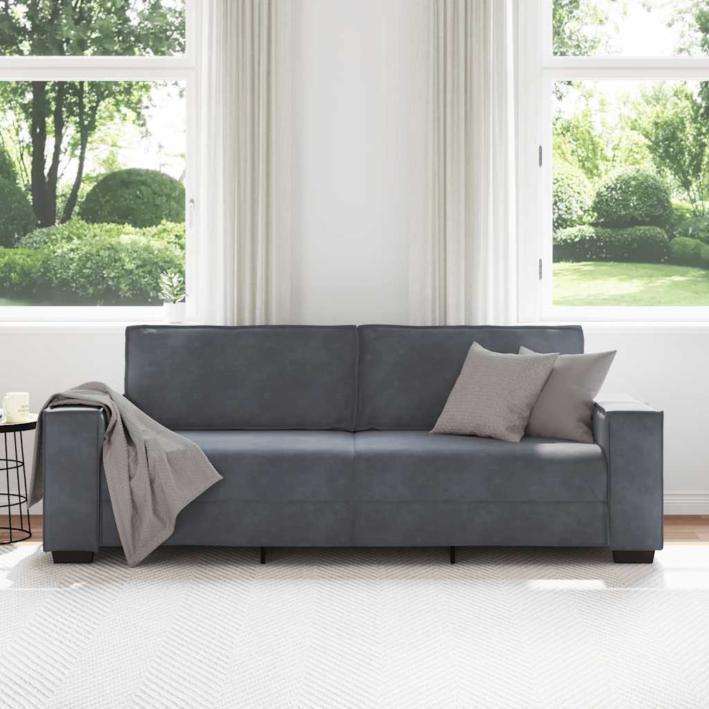 3-Sitzer-Sofa Dunkelgrau 220x78x84 cm Samt