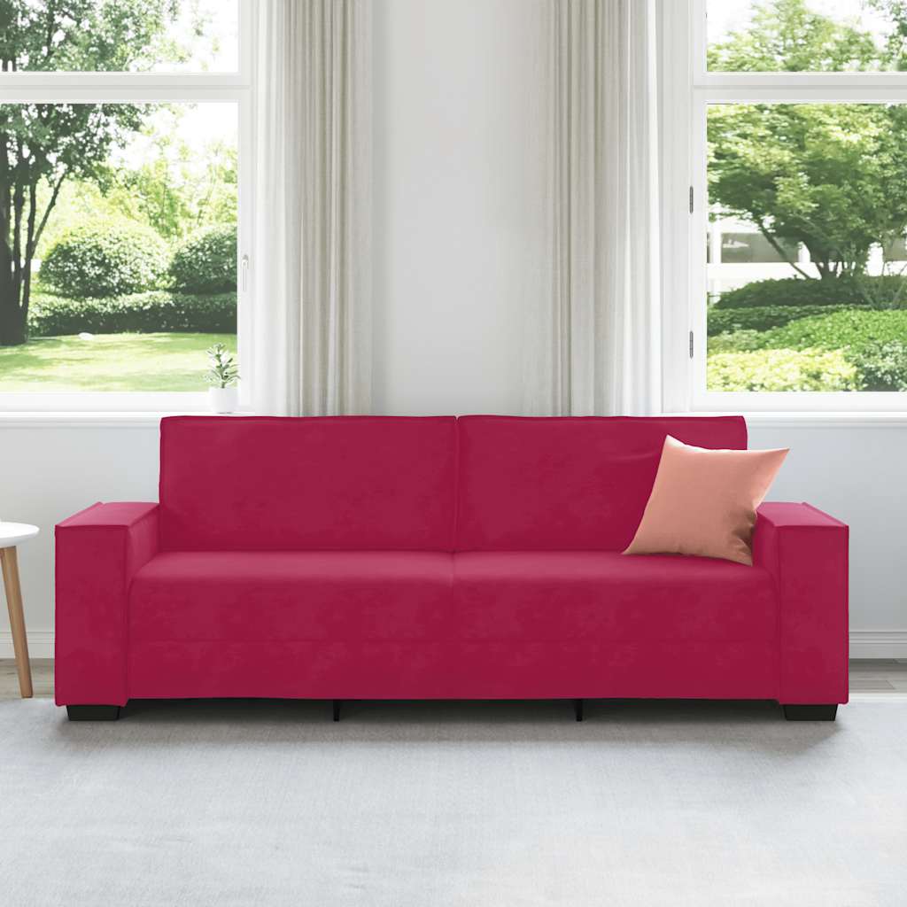 3-Sitzer-Sofa Weinrot 220x78x84 cm Samt