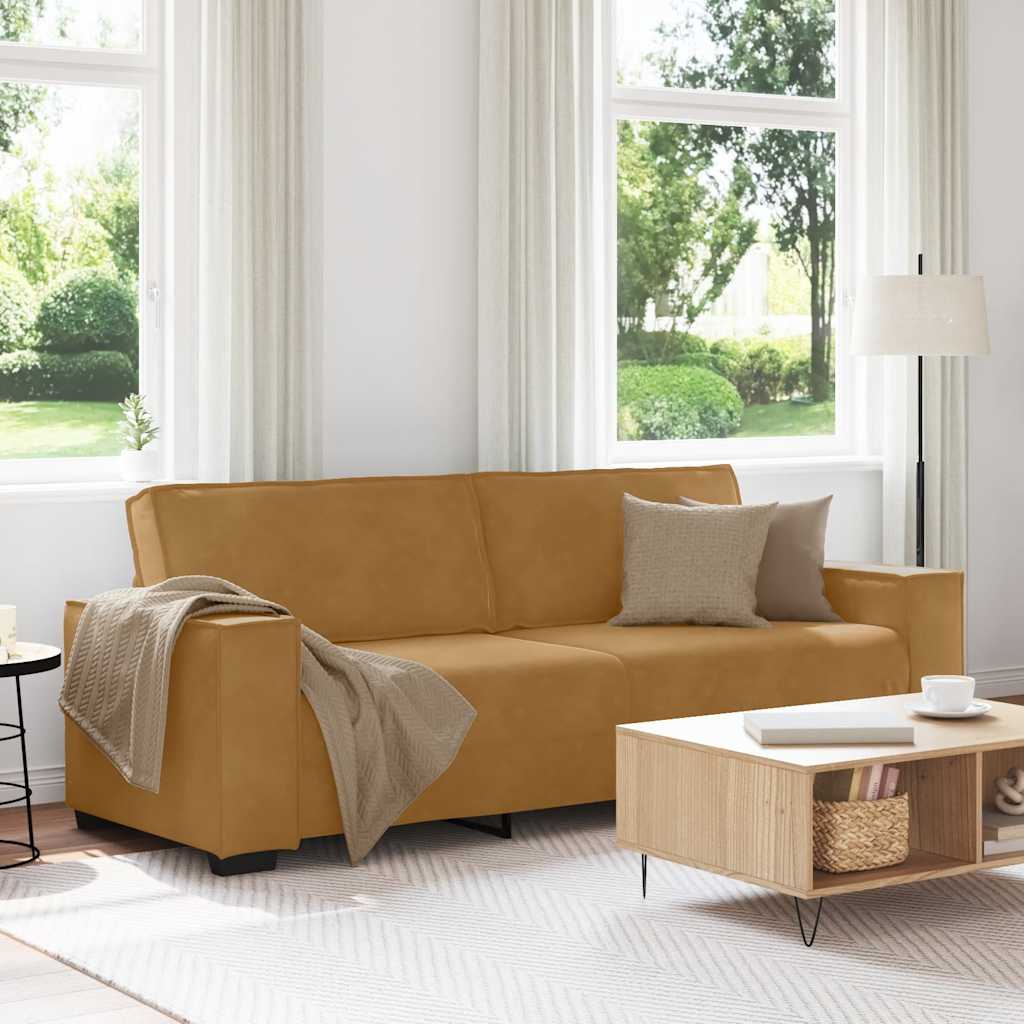 3-Sitzer-Sofa Braun 220x78x84 cm Samt