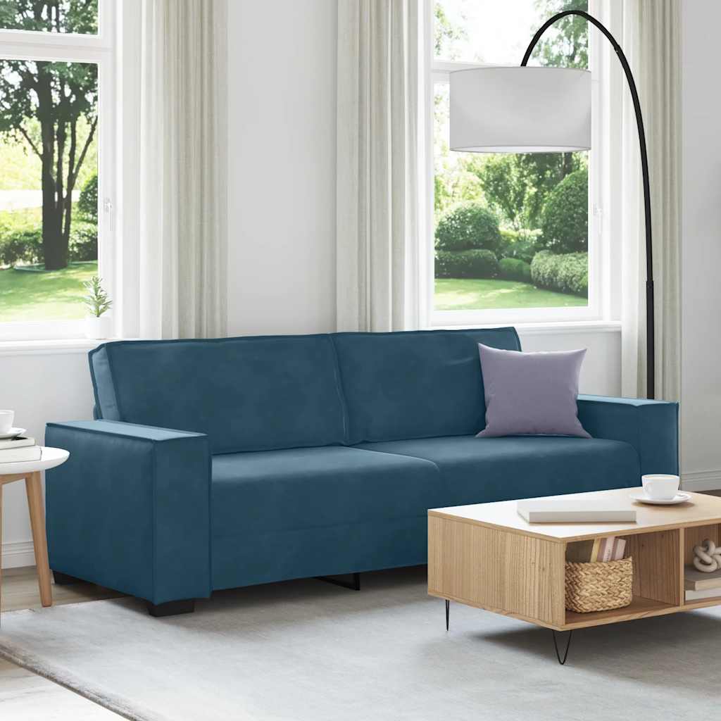3-Sitzer-Sofa Blau 220x78x84 cm Samt