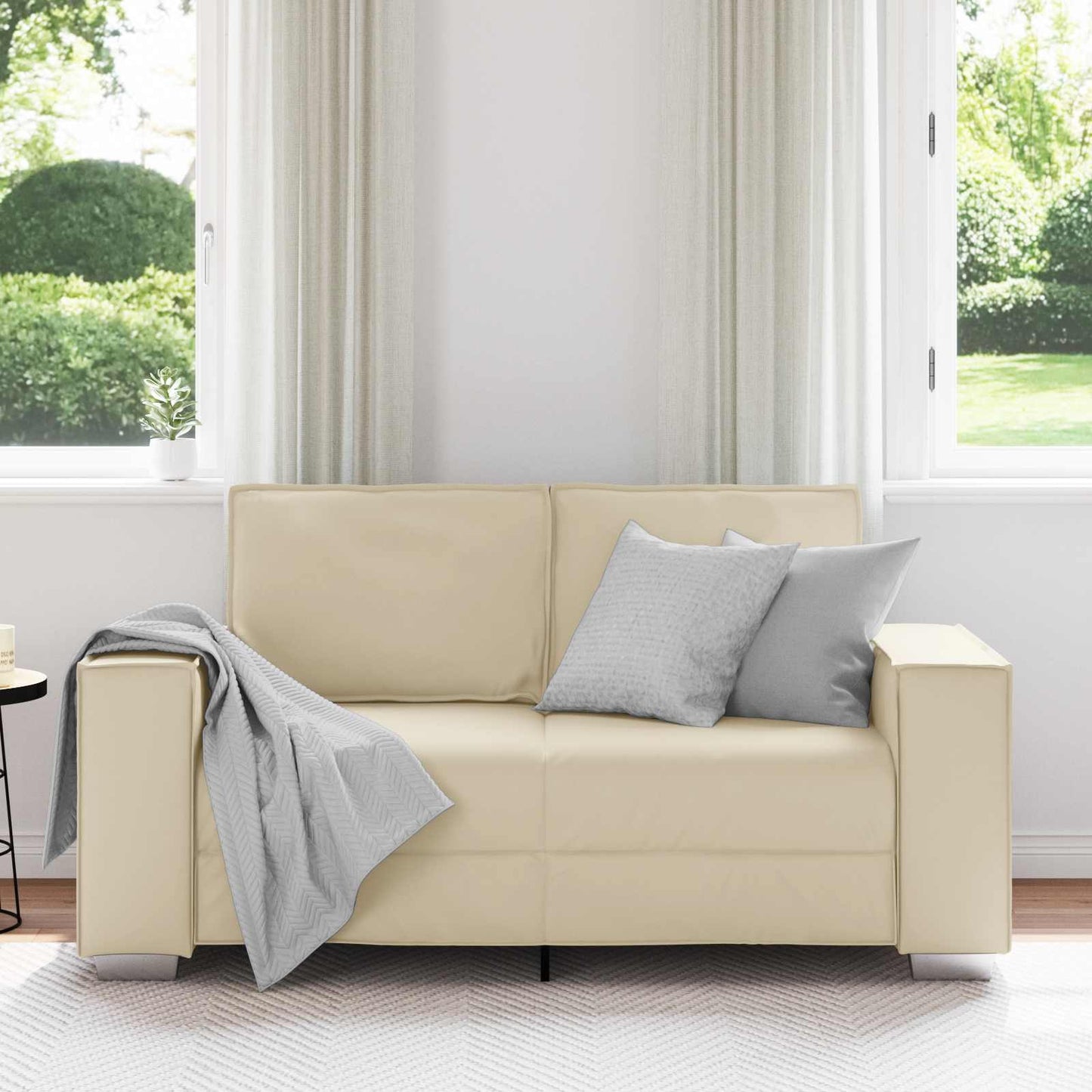 Zweisitzer-Sofa Creme 160 cm Kunstleder