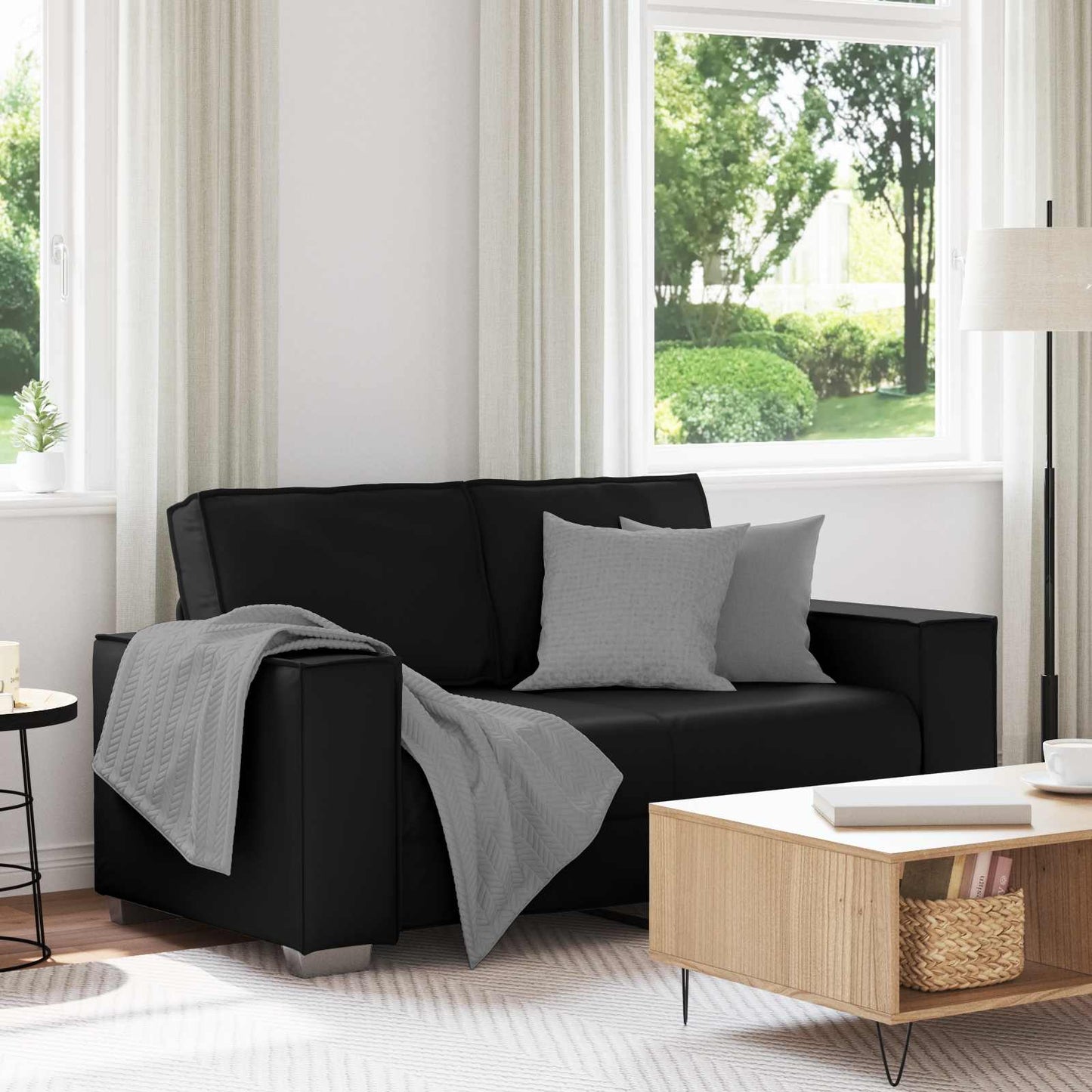 Zweisitzer-Sofa Schwarz 160 cm Kunstleder