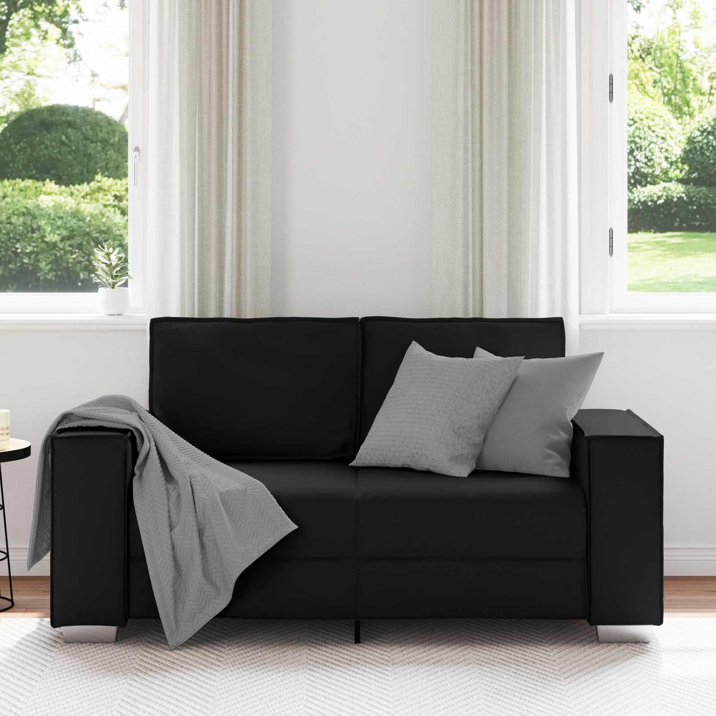 Zweisitzer-Sofa Schwarz 160 cm Kunstleder