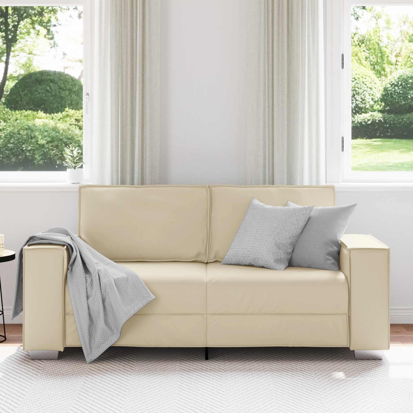 Zweisitzer-Sofa Creme 180 cm Kunstleder