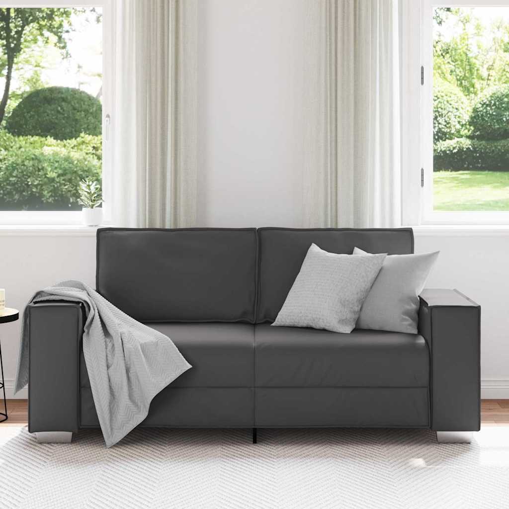Zweisitzer-Sofa Grau 180 cm Kunstleder