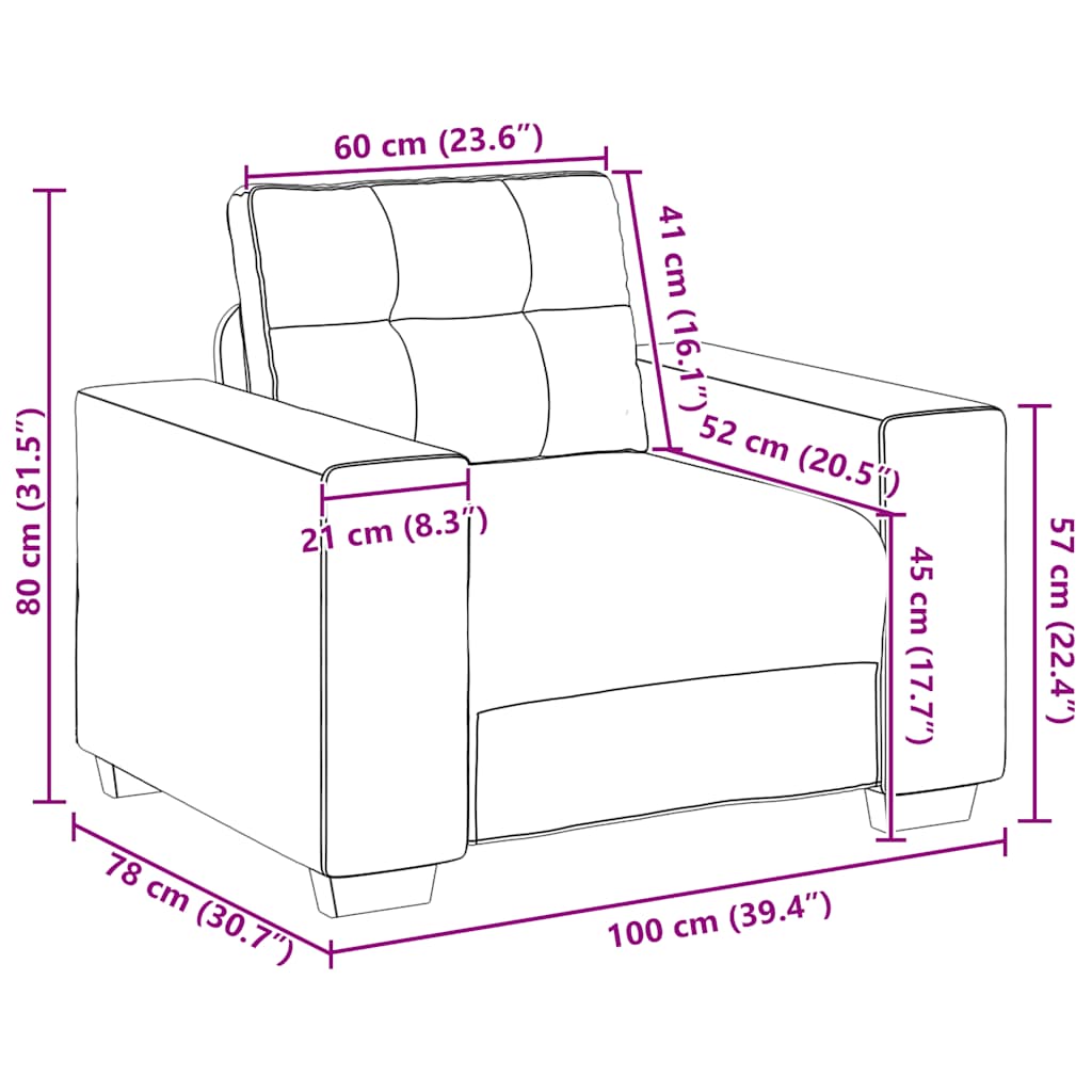 Sessel Hellgrau 100x78x80 cm Stoff