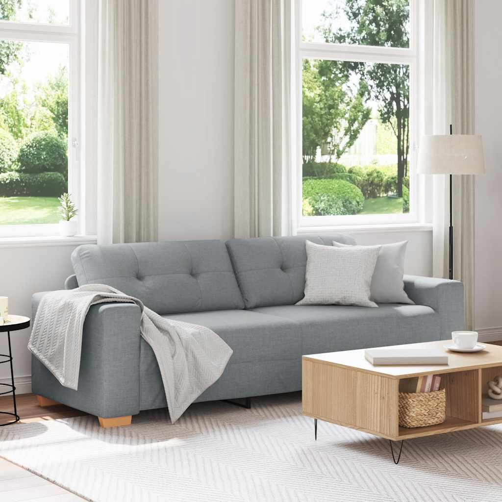 3-Sitzer-Sofa Hellgrau 220x78x80 cm Stoff