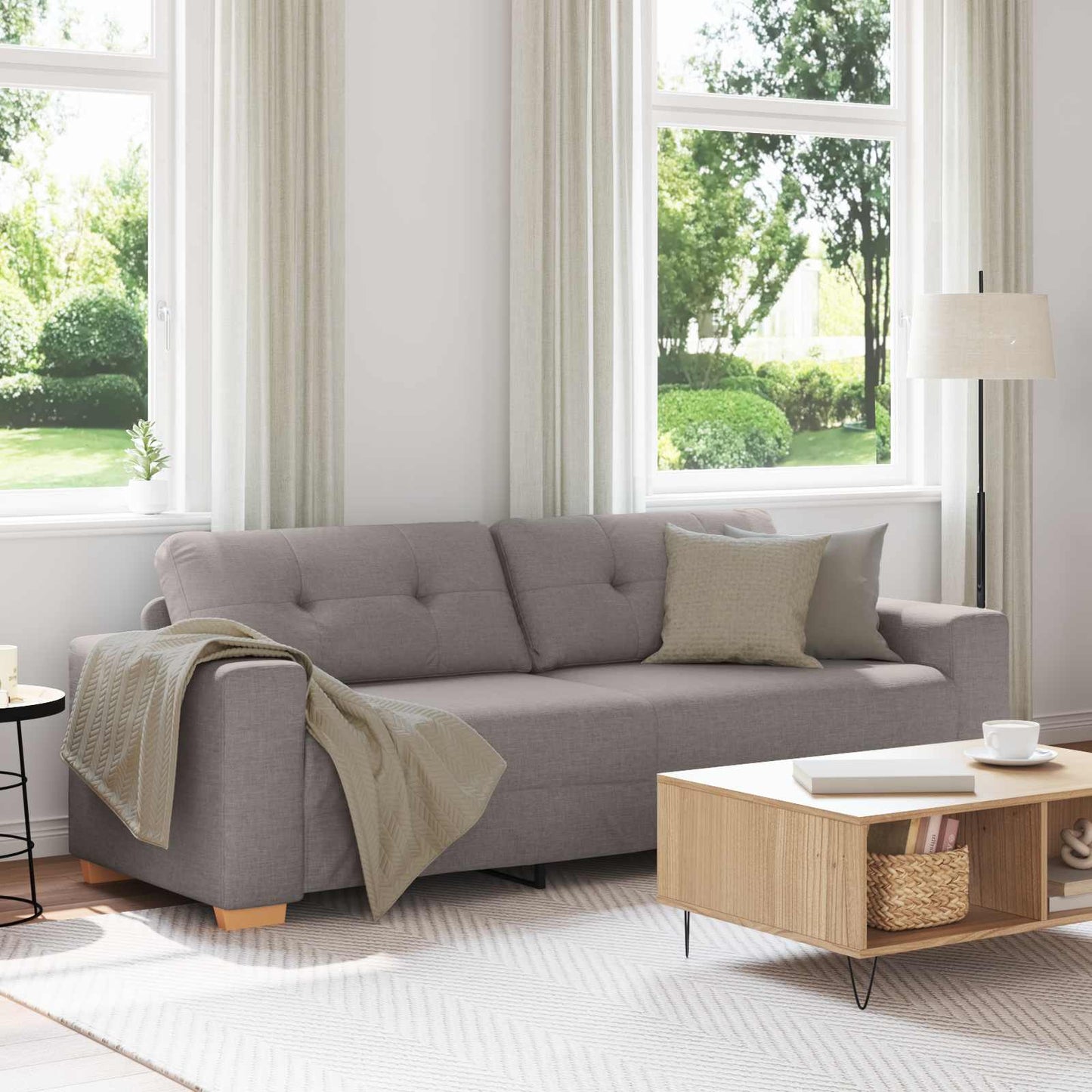 3-Sitzer-Sofa Taupe 220 cm Stoff