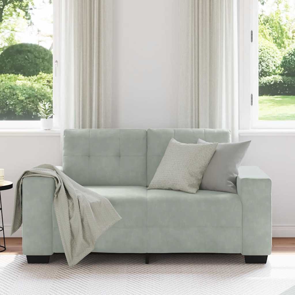 Zweisitzer-Sofa Hellgrau 160x77x82 cm Samt