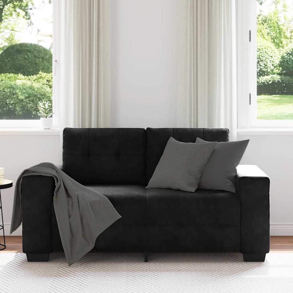 Zweisitzer-Sofa Schwarz 160x77x82 cm Samt