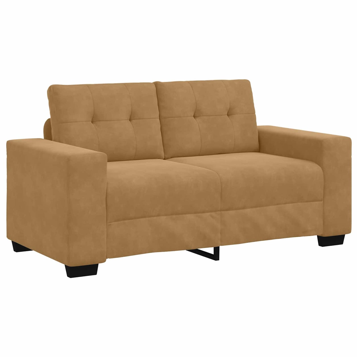 | Zweisitzer-Sofa | mit Kissen Braun Samt