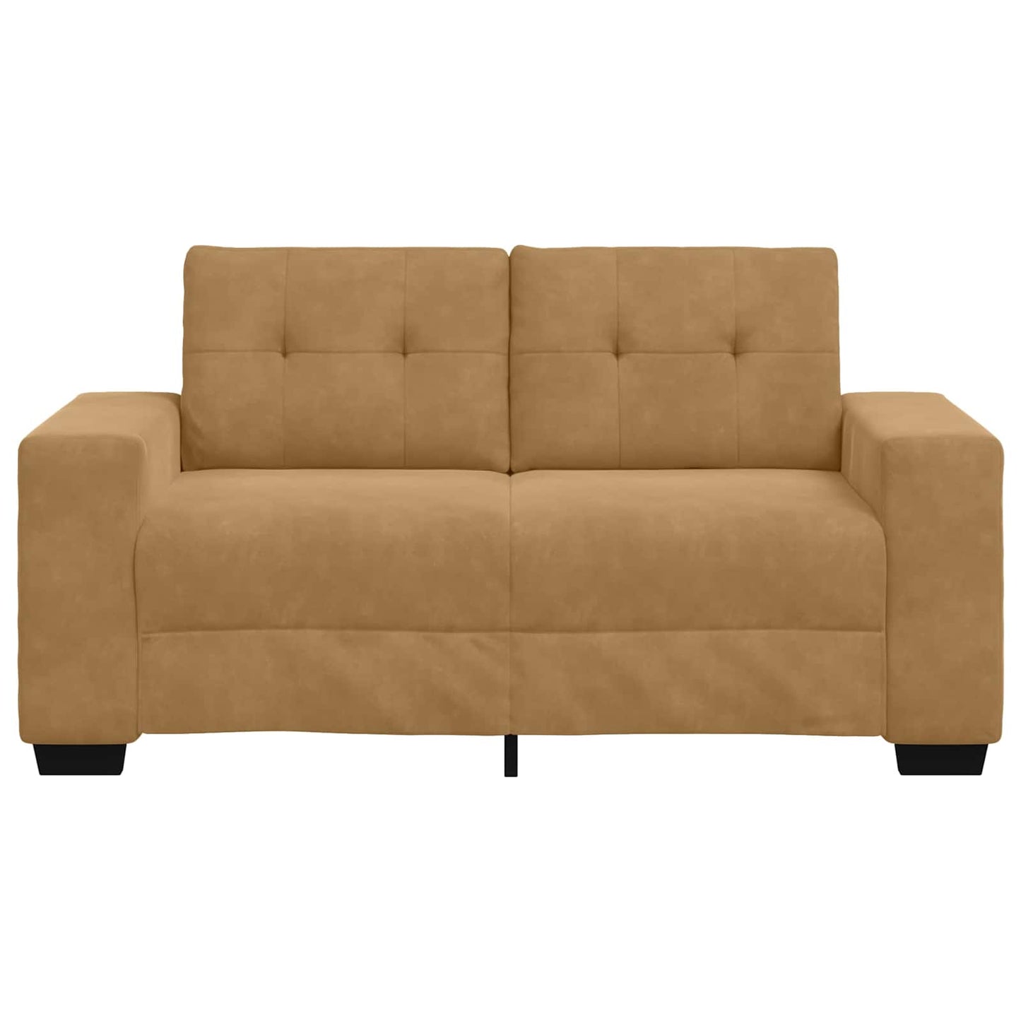 | Zweisitzer-Sofa | mit Kissen Braun Samt