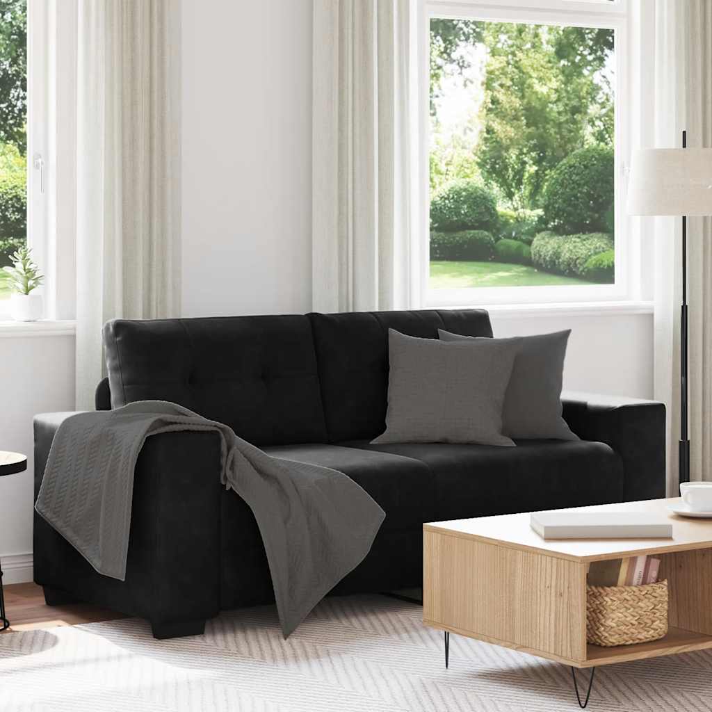 Zweisitzer-Sofa Schwarz 180x77x82 cm Samt