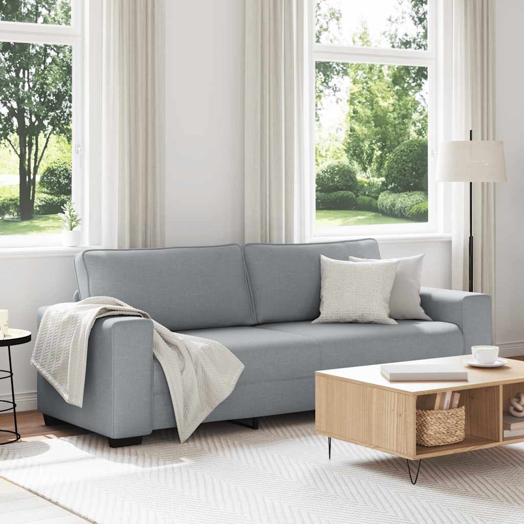 3-Sitzer-Sofa Hellgrau 220x77x82 cm Stoff