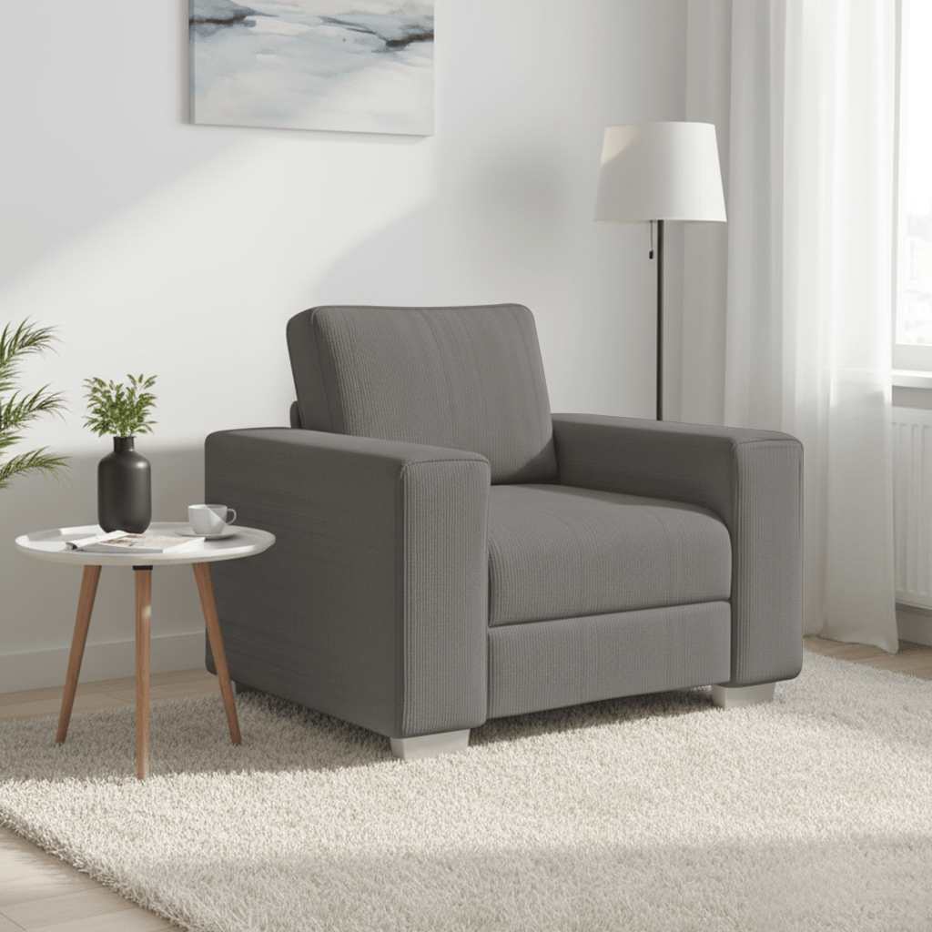 Sessel Hellgrau 100x77x82 cm Cordstoff