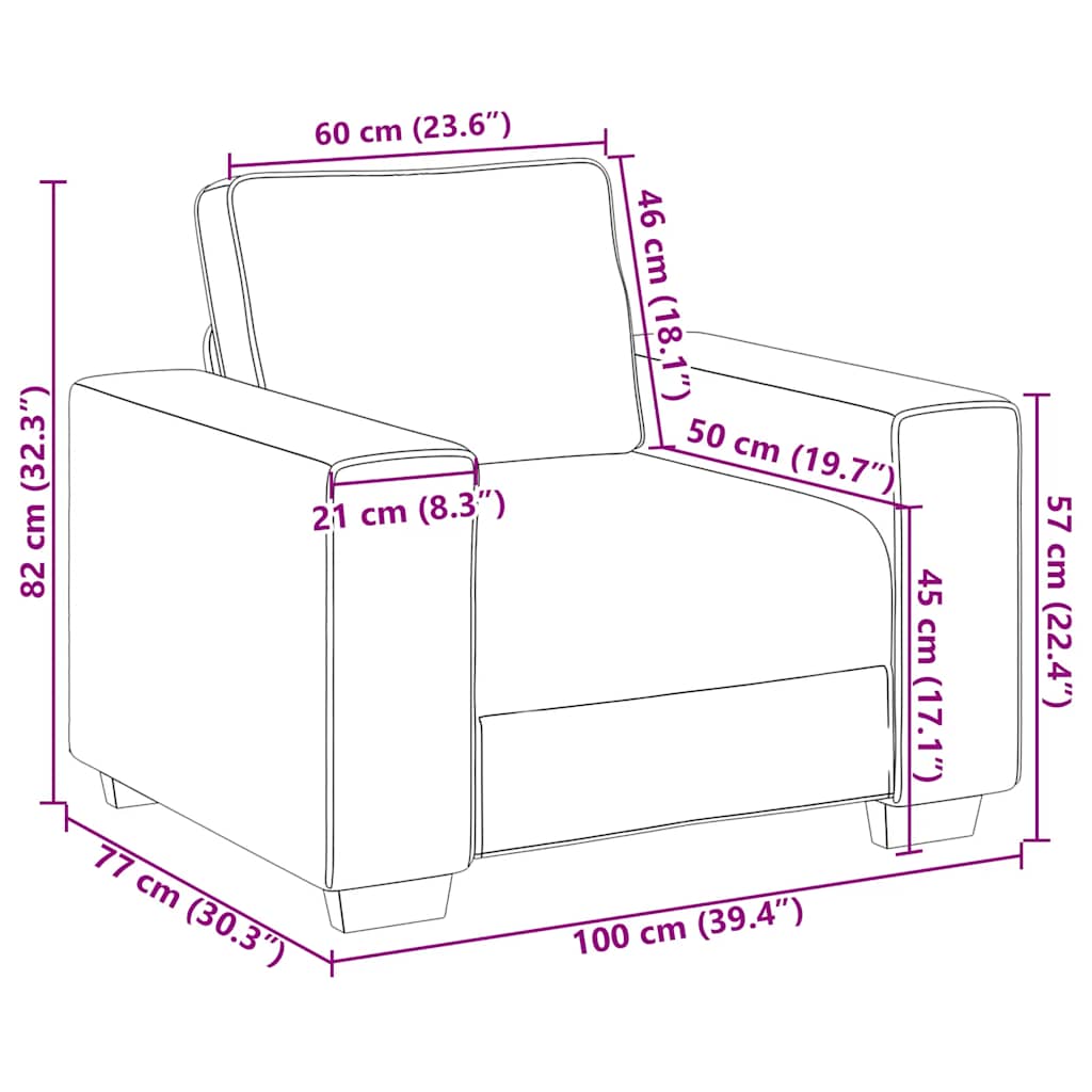 Sessel Creme 100x77x82 cm Cordstoff
