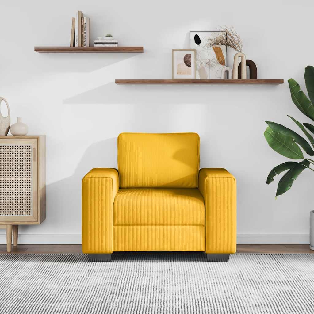 Sessel Hellgelb 100x77x82 cm Cordstoff