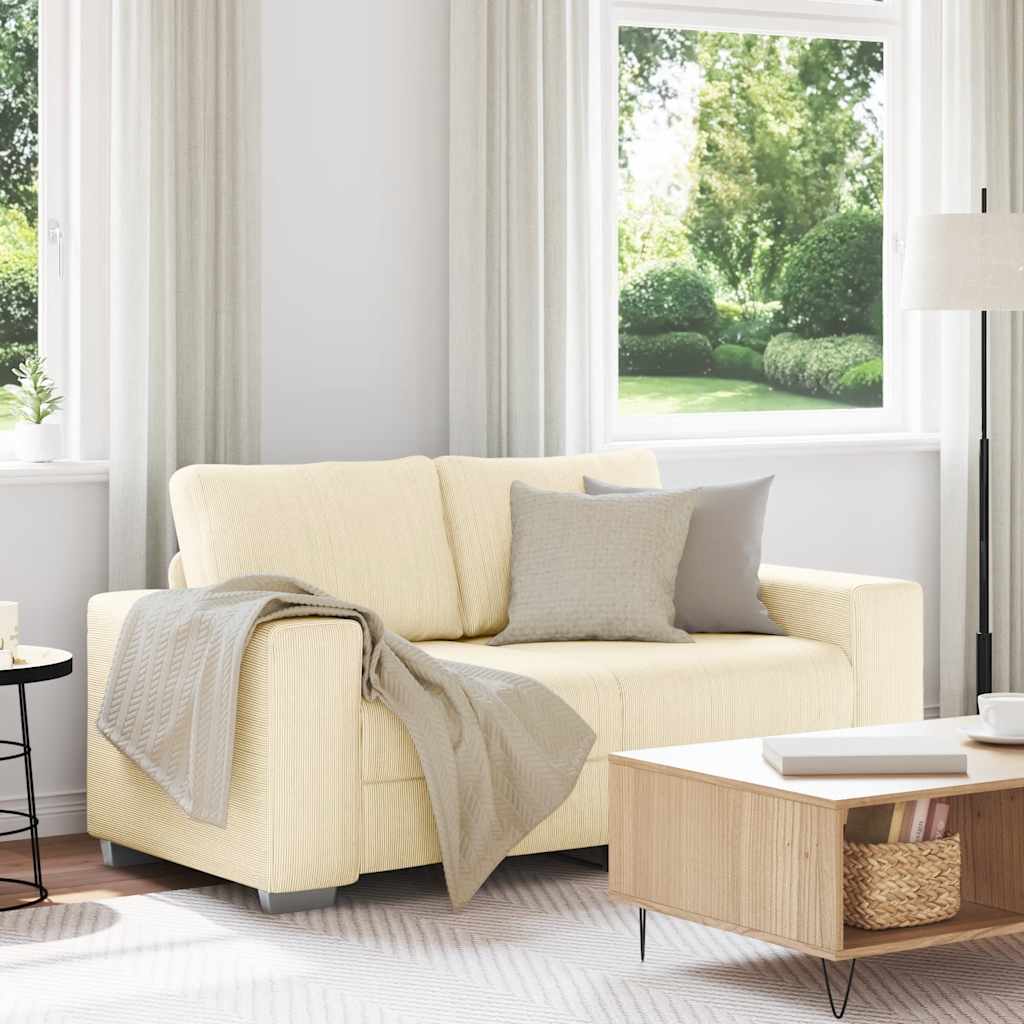 Zweisitzer-Sofa Creme 160x77x82 cm Cordstoff