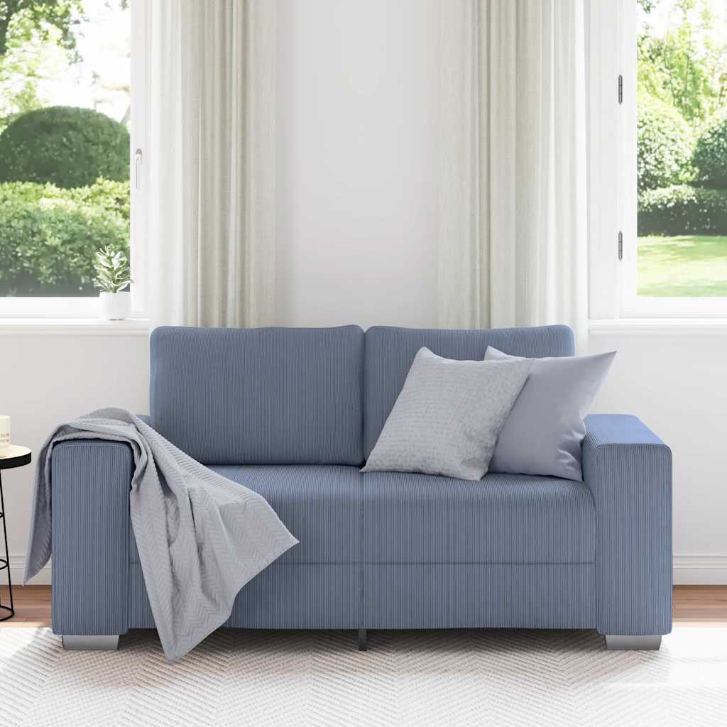 Zweisitzer-Sofa Blau 160x77x82 cm Cordstoff