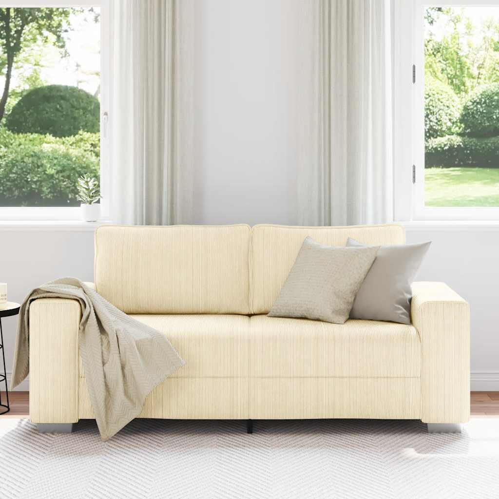Zweisitzer-Sofa Creme 180x77x82 cm Cordstoff