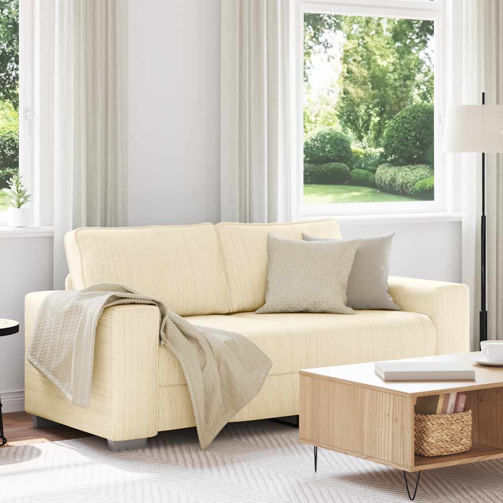 Zweisitzer-Sofa Creme 180x77x82 cm Cordstoff