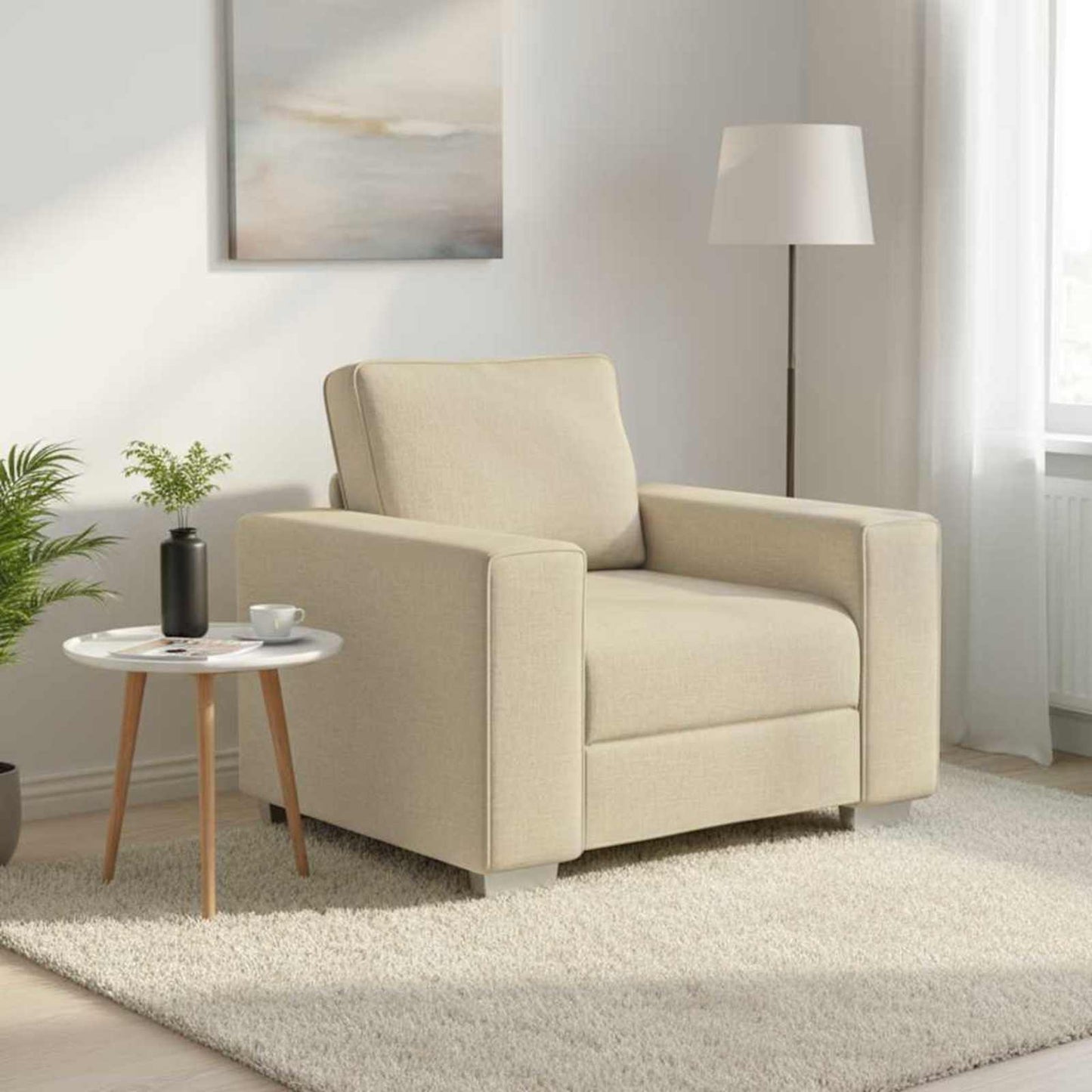 Sofa-Sessel Creme 100 cm Stoff