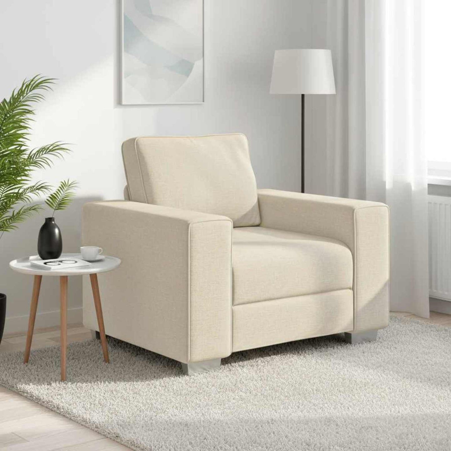 Sofa-Sessel Beige 100 cm Leinenmischgewebe
