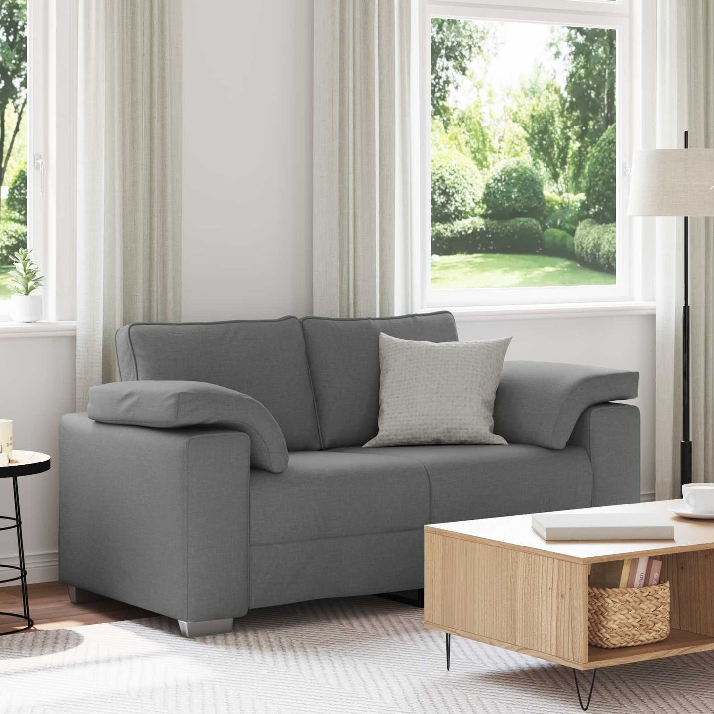 Zweisitzer-Sofa Dunkelgrau 160 cm Stoff