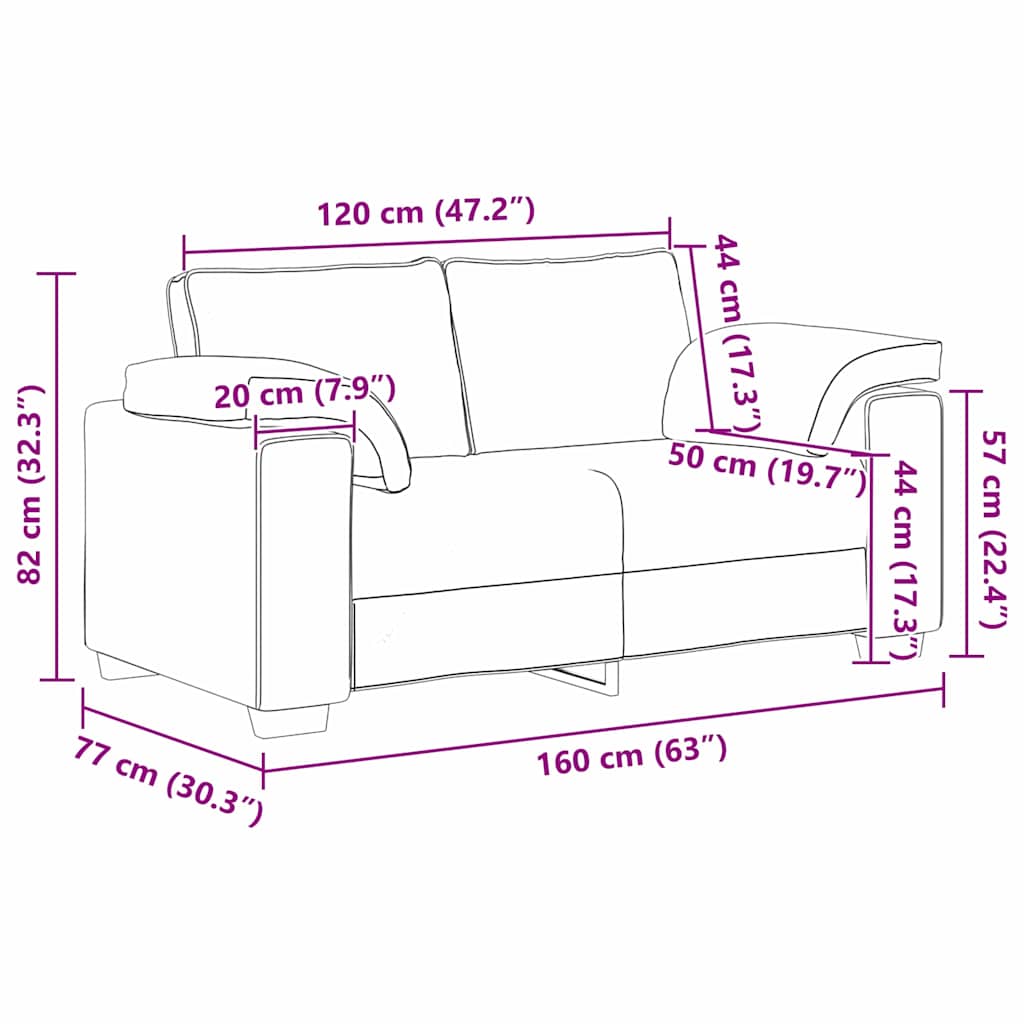 Zweisitzer-Sofa Wolkengrau 160 cm Stoff